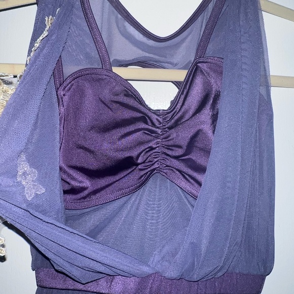 Weissman Dance Costume MC Draped Fabric with Lace Embellishment at bodice - Picture 4 of 15